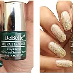 DeBelle Gel Nail Polish Combo Set of 2 Hyacinth Folio (Bottle Green), Galaxia (Holo Glitter) 16 ml (8 ml Each)-2