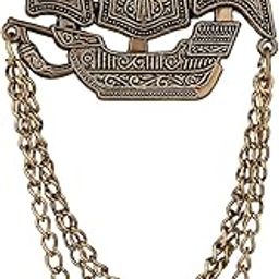 Antique Gold Plated Ship Multi Layer Hanging Chain Sherwani Brooch for Men (BP1101083G)-24