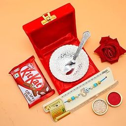 JAIPUR ACE Mens Premium Rakhi Gifts Hamper Rakhi For Brother With Silver Plated Gifts Bowl Set With Kitkat Chocolate Rakhi & Greeting Card (Rakhi With Gift Hamper)-image-21