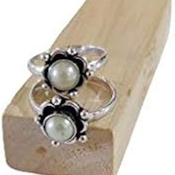 Flowers Toe Rings For Women | Stones Toe Rings | Oxidized German Silver Flower Toe Rings Set with Stones (1 Pairs) for Women-image-99