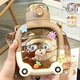 YBN Cute Designer Teddy Water Bottle For Girls Anti Leak Water Bottle For Kids For Cartoon Printed Cute Large 1 L Water Bottle Birthday Gift For Kids Gift - Plastic, Multicolor (Random Colour)-image-39