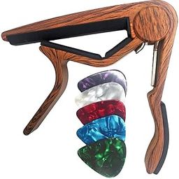 WINGO Classical Flat Guitar Capo for Nylon String Guitars-Rosewood Finish with 5 Picks.-picture-10