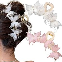 Melodio 2pcs Butterfly Hair Clips Super Fairy Large Grab Clip Pearl Rhinestone Design Fashion Elegant Hair Fixing Clips Women Girls Hair Accessories-image-44