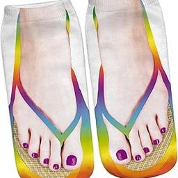 Manicure Print Flip Flop Socks Casual Fashion Funny Stocking for Christmas Yoga style F-image-33