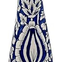 Amoorcart® Flower Vase Ceramic Vase Centre Table Decoration Piece Home Decor Showpiece Items for Home and Living Room Decor - Hand Painted Artefacts - 32cm Height - Royal Blue - Wide Mouth-image-8