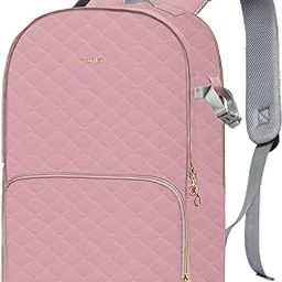 Camera Backpack with Rain Cover, DSLR/SLR/Mirrorless Rhombus Quilted Camera Bag for Photographers with Tripod Holder&15-16 inch Laptop Compartment Compatible with Canon/Nikon/Sony, Cameo Pink-60