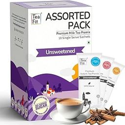 TeaFit Premium NO SUGAR Instant Assorted Tea Premix | Pack of 10 Sachets (140gm) | Real Milk | Ginger-Cardamom-Masala-Saffron-Lemongrass Instant Tea | Diabetic Friendly | No Added Sweeteners-image-42