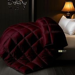 Day Care® Luxurious 200 GSM Silk Satin All Season Comforter for Single Bed (90x60 Inches) | Romantic Night - Gift for Woman & Couples Home Furnishing | Date Night Collection | Wine-image-84