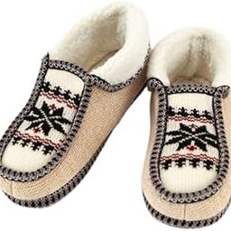 Women's Winter Fleece Lined Slipper Socks – Soft Knitted House Shoes with Anti-Skid Sole & Nordic Design-image-95