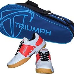 Badminton Shoe Power White/Red Size-6 with Triumph Badminton Bag 303 Navy/Sky-image-69
