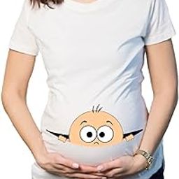 Mothers Day Peek a Boo Women's Pregnancy Maternity T-Shirt Top Tee Round Neck Half Sleeves-image-73