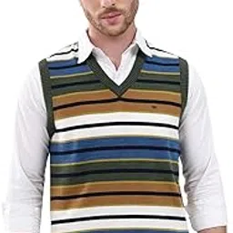 monte carlo Men Regular Fit V Neck Striped Pull On Closure Sleeveless Sweater | Stylish Winter Vest | Warm Sleeveless Layering Knitwear | Casual Fashion Outfit | Winter Sweater for Men's-picture-42