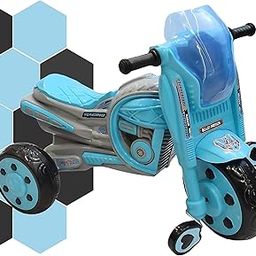 RK STAR Bullet Stylish Sports Bike Pedal Tricycle for Kids I Kids Tricycle with Musical Horn and Lights 3-6 Years (Blue)-image-45