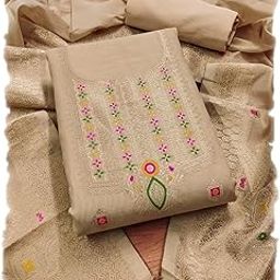 Chanderi Suit Vol 5 | Pure Chanderi Banarasi Silk (3m) | Soft Cotton Bottom (2.5m) | Woven Chanderi Banarasi Silk Dupatta (2.3m) with Tassels, Unstitched Material, Fits up to 60”, Length 48-image-86