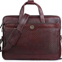 Leather Laptop Bags for Men - 16 Inches Office Bag for Men with Shoulder Strap, Shoulder Messenger Bags for Travel, Executive Side Handbag (Brown)-image-5