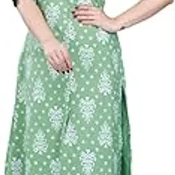 mintmarie Women's Rayon Flax A-Line Kurti with Mandarin Collar, Printed Calf Length Elbow Sleeve Tunic for Formal & Casual Wear-picture-22