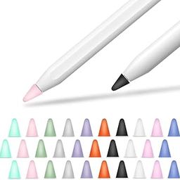 YINVA Cover Compatible with Apple Pencil Tips Silicone Nib Cap Accessories for Apple Pencil 1st and 2nd Generation(30 PCS,10 Colors)-image-56