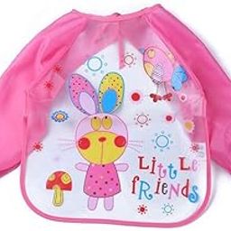 MOMISY Waterproof Smock Painting Apron for Kids Full Sleeve Feeding Bib for Babies Cartoon Animal Art for Infants Toddler Boys Girls-image-74