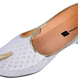 Men's Ethnic Velvet Juti/Mojari for Wedding and Party Occasions (White and Golden)-image-28