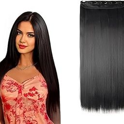 Silky Soft Hair Extensions And Wigs Women Straight Hair Extension For Girls Black color-image-21
