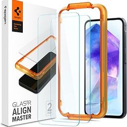Spigen Alignmaster Tempered Glass Screen Protector Guard For Galaxy A55 5G - 2 Pack-0