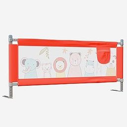 LuvLap Bed Rail Guard for Baby/Kids Safety, 180cm x 72 cm(6ft x 2.3ft), Portable & Foldable, Baby Safety Essential, Adjustable Height, Attractive Cartoon Prints, fits All Bed Sizes (Red - Printed)-11