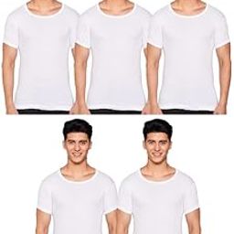 FoxWorld Mens Halfsleeve White Premium Cotton Vest - Pack of 4 & 5-image-62