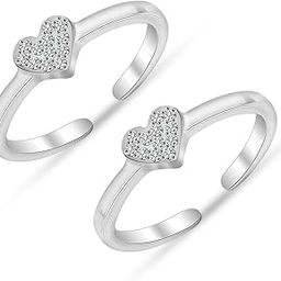 925 Sterling Silver Toe Rings for Women | BIS Hallmarked Cubic Zirconia Womens Toe Ring Summer Beach Jewelry | Elegant and Comfortable Toering Jewellery Gift-1