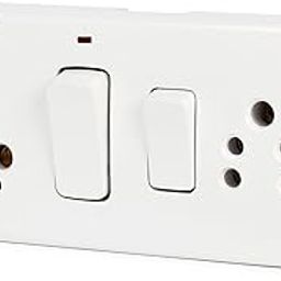 THE ELITE ELECTROTEK Combined Box with Universal Socket, Master Switch, LED Indicator & Safety Shutter | MCB Option | 240V Power Utility Box for Home, Office & Appliances (DOUBLE COMBINED BOX 16 * 6)-22
