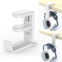 Joyzzz Headphone Stand Holder Under Desk, PC Gaming Headset Hook Holder Hanger Mount, Headphones Stand with 360 Adjustable Rotating Arm Clamp, Universal Stand for Gaming Headset (White)-image-30
