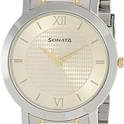 Quartz Analog Champagne Dial Stainless Steel Strap Watch for Men-NS77108BM01W/NT77108BM01W-24