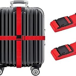 Luggage Straps for Suitcases 2INCH X6.5FEET with Quick Release Buckle Adjustable, Premium Accessory for Travel Bag Closure Bright Colors 2pack (RED)-53