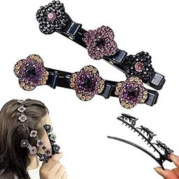 Sparkling Crystal Stone Braided Hair Clips for Women, Pack of 2-image-55