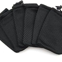 6pcs Nylon Mesh Drawstring Bag Pouches for Mini Stuff Cellphone Mp3 9x14cm (3.5x5.5 Inch) (Black)-image-66