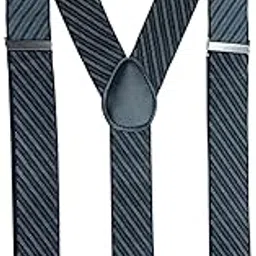 calixto Men’s Adjustable Y-Back Suspenders – Wide Clip-On Elastic Braces with Heavy-Duty Metal Clips, Navy Blue with Diagonal Stripe Pattern – Classic Suspenders for Pants, Wedding, Business Casual Outfits-picture-30