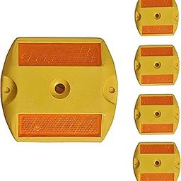 ABS INDUSTRY Plastic Reflective Studs Road Safety Base with Reflector and Nail (Yellow)(Pack of 5)-image-9