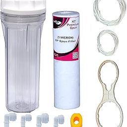 IONIX Transparent pre Filter for ro Water Purifier, Clear See Thru Housing, Full Installation Kit, Fits Any Branded/Non Branded Ro/UV/UF Water purifer, with Both 1/4 and 3/8 inlets-picture-0