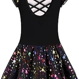 DANSHOW Ballet Leotards for Girls Dance Skirted Leotard Kids Ballet Tutu Dress Toddler Shiny Ruffle Sleeve Dancewear-image-16