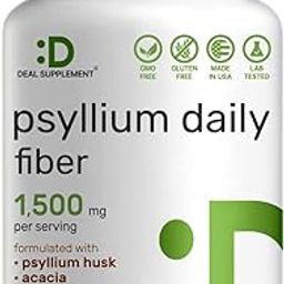Psyllium Husk 1500mg Per Serving, 300 Capsules – 3 in 1 Fiber Supplement with Inulin & Acacia Complex – Natural Soluble Fiber, Supports Digestive Health – Plant Based, Non-GMO-image-57
