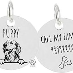 Pawpro Personalized Engraved Dog Name Tag with Photo Customized Pet Id Cute Dog Tag Id for Dogs, Cat, Customized (Silver Color)-picture-0