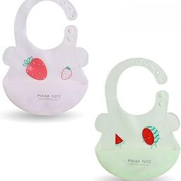 POLKA TOTS Waterproof Silicone Bibs with Adjustable Snap Buttons, Super Absorbent, Soft, Comfortable & Lightweight for Feeding Infants/Baby Toddlers (Pack Of 2, Strawberry/Watermelon/4 Month-3 Years)-24