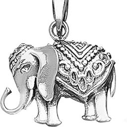 925 Sterling Silver Antique Elephant Pendant with Chain for Men-picture-33