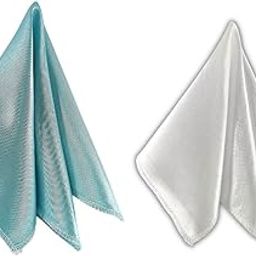 Satin Pocket Square for Men, Wedding Handkerchief for Suits, Blazers & Tuxedo, Men's Pocket Square Combo (Pack of 2) (White & Light Blue)-image-68