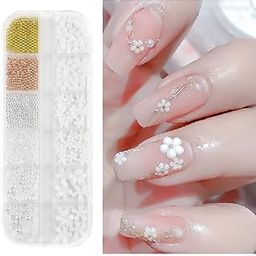 S.A.V.I 3D Resin Flat Flower Pearl Metal Beads Nail Art Decoration Accessories Manicure DIY-11