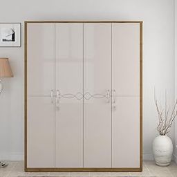 Spacewood Pearl 4 Door Wardrobe | Ceramic High Gloss Finish | Engineered Wood Almirah with 2 Drawers (2 Lockable) & 2 Hanging Spaces | Bedroom Cupboard Almari | 3-Year Warranty-image-59