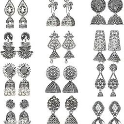 Earrings For Women Floral Vintage Design Traditional Drop Jhumke For Women Girls Love Gifts 12 Pair of Earrings-29