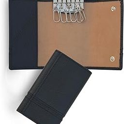 Leather Key Pouch with Multiple Key Hooks, Black-10