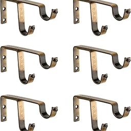 Arena Curtain Rod Support Vintage Style Double Curtain Rod Holders / Window Curtain Holder with Antique Brass Finish for Curtain Accessories (CB242) (Pack of 6)-image-39