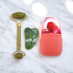 KANZEST Skincare Combo: Ice Roller & Jade Roller with Gua Sha Stone | Face Massager Set for Puffiness, Glowing Skin, Anti-Aging & Skin Tightening | Premium Beauty Tools for Men & Women (Pack Of 2)-9