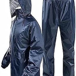 Womens Waterproof Standard Length Raincoat Double Coating Polyster Rain Suit With Hood & Inner Mobile Pocket. Set Of Top And Bottom-image-124